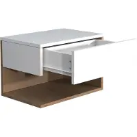 Ebuy24 UsalXL45 nachtkastje wandmontage 1 lade 1 plank wit, eik decor.