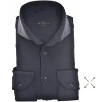 John Miller Overhemd Slim Fit donkerblauw stretch