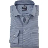 Olymp overhemd blauw geruit normale fit katoen