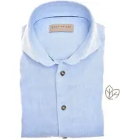 John Miller Tailored Fit business overhemd lichtblauw linnen