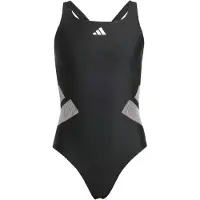 Adidas Sportieve badmode 'Logo C-back Swimsuit' grijs / zwart / wit