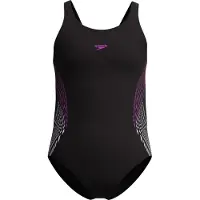 Speedo eco placem muscleb bla/pin wedstrijd badpak meisjes zwart-roze