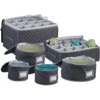 Relaxdays opbergmand servies - 6-delige set - voor borden - glazen - kopjes - opberger - stof