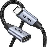 UGREEN USB-C 3.1 verlengkabel, 1 meter, USB-C, USB-C, USB 3.2 Gen 2 (3.1 Gen 2), 10 Gbit/s, Zwart, Grijs
