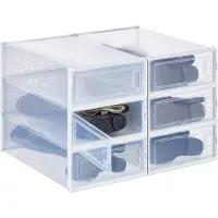 Relaxdays schoenenbox kunststof - set van 6 - laarzen - schoenendoos kunststof - tot 44,5