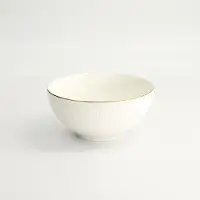 Tokyo Design Studio - Nippon White - Goude Rand Kom 15x7cm 550ml Lijnen Wit Goud (3 ex)