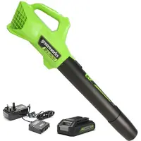 Greenworks Bladzuiger + bladblazer, G24AB, Løvblæser, 24V, m/2Ah Batteri og lader (Oplaadbare batterij, Bladblazer)