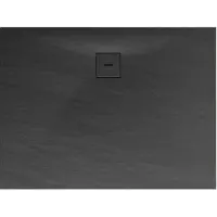 Schulte douchebak 75x100x4 cm Mineraalmarmer steen-optiek, composiet Antraciet, inclusief afvoergarnituur, EP216710-57