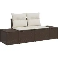 vidaXL Tuin Sofa met kussen Bruin 184 x 62 x 69 cm poly rattan