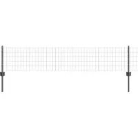 vidaXL Euro-hek met palen 10 x 0,4 m PVC-Coated Staal Grijs Mesh