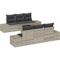 vidaXL Tuinbank Set 8 st Lichtgrijs en Donkergrijs poly rattan
