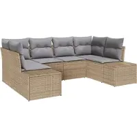 vidaXL Tuinbank Set 6 st 6-Aantal zitplaatsen Beige en Lichtgrijs