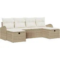 vidaXL Bankset, 6 stuks, beige en crème, van polyrotan