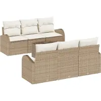 vidaXL Tuinset met 7 zitplaatsen, beige, van polyrotan