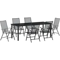 vidaXL Tuin Eettafel Set 7 pcs Antraciet Gepoedercoat staal