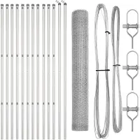 vidaXL zeshoekig gaashek met grondbevestiging 25 x 1,4 m zilver Mesh