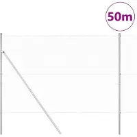 vidaXL zeshoekig gaashek met grondbevestiging 50 x 1,6 m zilver Mesh