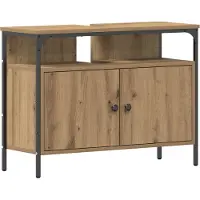 vidaXL Wastafel kabinet voor de badkamer artisanaal eikenkleurig