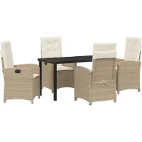 vidaXL Tuin Eettafel Set 5 st Beige poly rattan