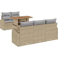 vidaXL Tuinbank Set 6 st Beige Poly rattan