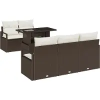 vidaXL Tuinbank Set 6 st 5-Aantal zitplaatsen Bruin en Crème