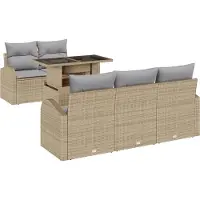 vidaXL Tuinbank Set 6 st Beige Poly Riet