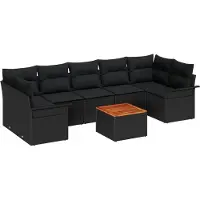 vidaXL Tuinset met 8 stukken, 7 zitplaatsen, zwart, polyrotan