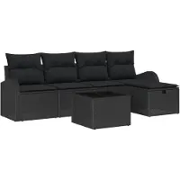 vidaXL Tuinbank Set 6 st Zwart poly rattan