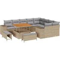 vidaXL Tuinbank Set 12 st Beige poly rattan