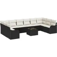 vidaXL Tuinbank Set Zwart 55 x 55 x 37 cm poly rattan
