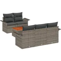 vidaXL Tuinbank Set 6 st 5-Aantal zitplaatsen Grijs poly rattan