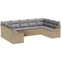 vidaXL Tuinbank Set 9 st Beige poly rattan