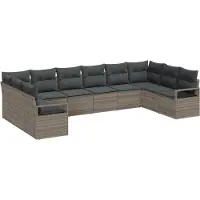 vidaXL Tuinbank Set 10 st Grijs poly rattan