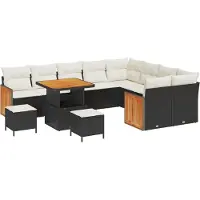 vidaXL Tuinbank Set 13 st 9-Aantal zitplaatsen Zwart en Crème