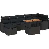 vidaXL Tuinset, 8-delig, zwart, polyrotan