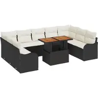 vidaXL Tuinbank Set 10 st 9-Aantal zitplaatsen Zwart en crème