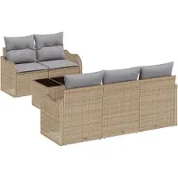 vidaXL Tuinbank Set 6 st 5-Aantal zitplaatsen Beige en Grijs