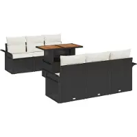 vidaXL Tuinset, 7-delig, zwart, polyrotan
