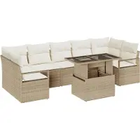 vidaXL Tuinbank Set 8 st Beige Poly rattan