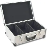 Perel Cd-koffer 60 cd's - Aluminium - Sleutelslot met 2 sleutels - Grijs