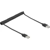 DeLOCK Coiled Cable EASY-USB 2.0 Type-A male to EASY-USB Type-A male 0.5 m to 0.8 m black