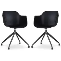 Nolon Set van 2 eetkamerstoelen Nola-Puk draaibaar | kunststof zwart 57x82x43 cm eetkamerstoelen | NADUVI
