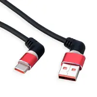 Roline USB-C - USB-A kabel | 360° roteerbaar | USB2.0 | QC 18W | rood/zwart | 2 meter