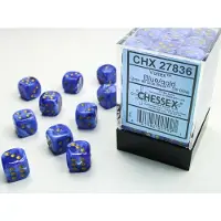Chessex Vortex Blauw/goud D6 12mm Dobbelsteen Set (36 stuks)
