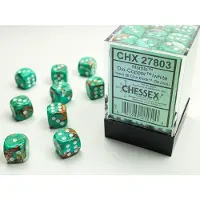 Chessex Marmer Oxi-koper/wit D6 12mm Dobbelsteenset (36 stuks)