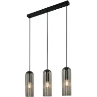 Nordlux 3 Lichts Hanglamp Miella Zwart Met Smoke Glas