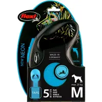 Flexi New Neon Hondenriem - Rollijn - M - 5 m - Blauw - Middelgrote Honden