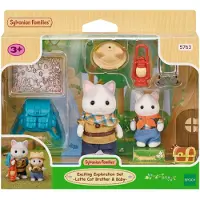 Sylvanian Families 5763 Duo avonturiers - latte kat broer en baby- fluweelzachte speelfiguren
