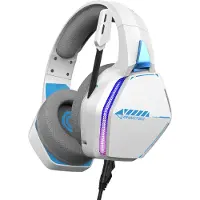 Oniverse Casque Gaming Filaire Nebula LED pour PS5 PS4 Switch Xbox PC Mac - Blanc et Bleu