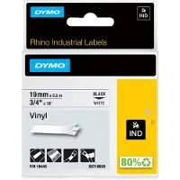 Dymo Rhino 19mm x 5,5m Zwart Wit Vinyl Labels